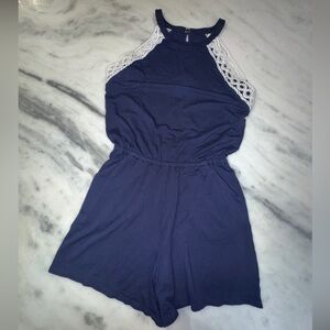 Lilly Pulitzer Women’s True Navy Blue LALA Romper Short Set Size XXS